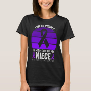 I衣服パープルオーバードーズ認識度パープルリボンニー Tシャツ