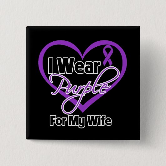 I衣服パープルハートリボン – 妻 缶バッジ (正面)
