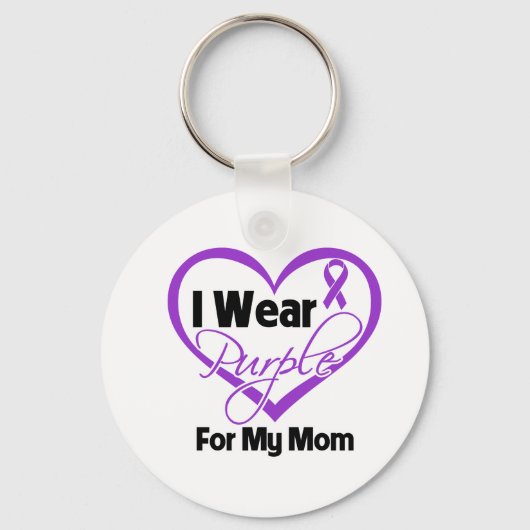 I衣服パープルハートリボン – Mom キーホルダー (正面)