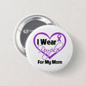 I衣服パープルハートリボン – Mom 缶バッジ (正面&裏面)