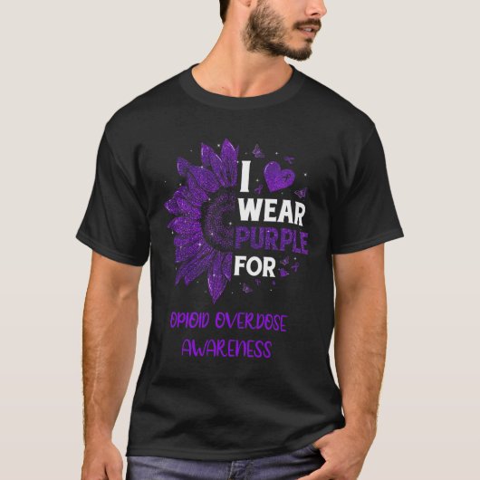 I衣服パープルリボンオピオイド過摂取認識度 Tシャツ (正面)