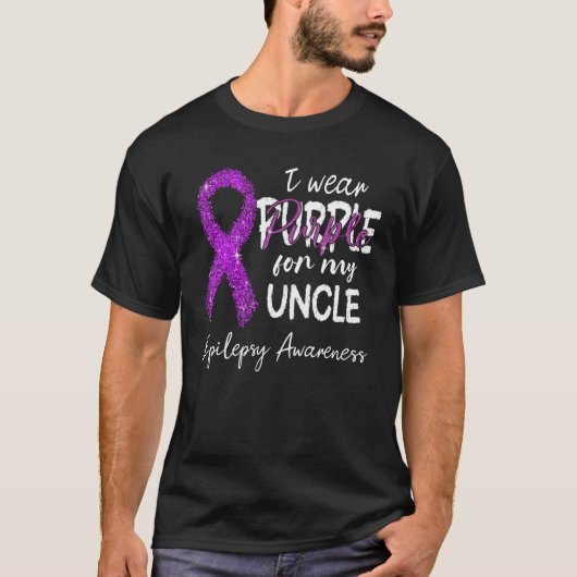 I衣服パープル叔父パープルリボンてんかん阿波 Tシャツ (正面)