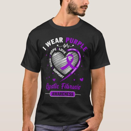 I衣服パープル嚢胞性線維症認識度 Tシャツ (正面)