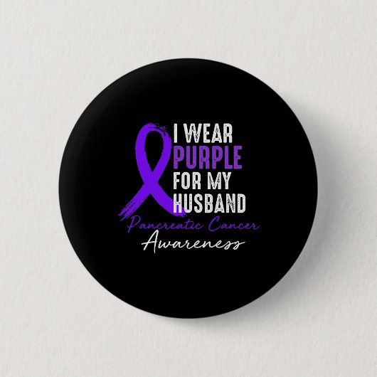 I衣服パープル夫の膵臓がん患者 缶バッジ (正面)