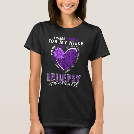 I衣服パープル私の姪てんかん認識度Supp Tシャツ (正面)