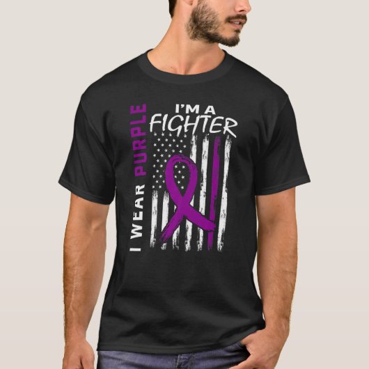 I衣服パープル私は戦闘機てんかん認識度アメ Tシャツ (正面)