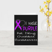 I衣服パープル薬物過剰摂取認識度リボン カード (黄色い花)
