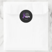I衣服パープルfor My Son - Pancreatic Cancer Aware ラウンドシール (バッグ)