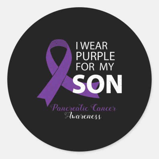 I衣服パープルfor My Son - Pancreatic Cancer Aware ラウンドシール (正面)