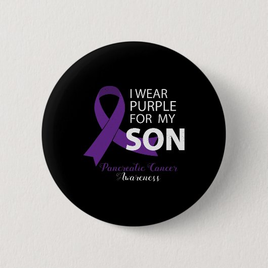 I衣服パープルfor My Son - Pancreatic Cancer Aware 缶バッジ (正面)