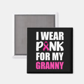 I衣服ピンクばあちゃんピンクリボン乳癌A マグネット (正面/裏面)