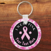 I衣服ピンク乳がん認識度ハートケチャイ キーホルダー (正面)