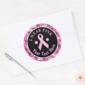 I衣服ピンク乳がん認識度フローラクラシック ラウンドシール (封筒)