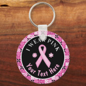 I衣服ピンク乳がん認識度フローラケチャイ キーホルダー (正面)