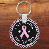I衣服ピンク乳がん認識度ヘリンボーンKe キーホルダー (正面)