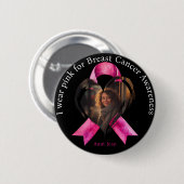 I衣服ピンク乳がん認識度写真 缶バッジ (正面&裏面)