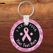 I衣服ピンク乳がん認識度迷彩鍵 キーホルダー (正面)
