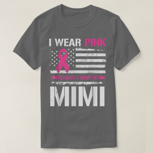 I衣服ピンク私はMimi USAフラグの胸Ca大好き Tシャツ (デザイン正面)