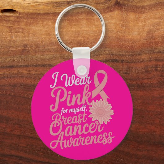 I衣服ピンク自分 – 乳がん認識度 キーホルダー (正面)