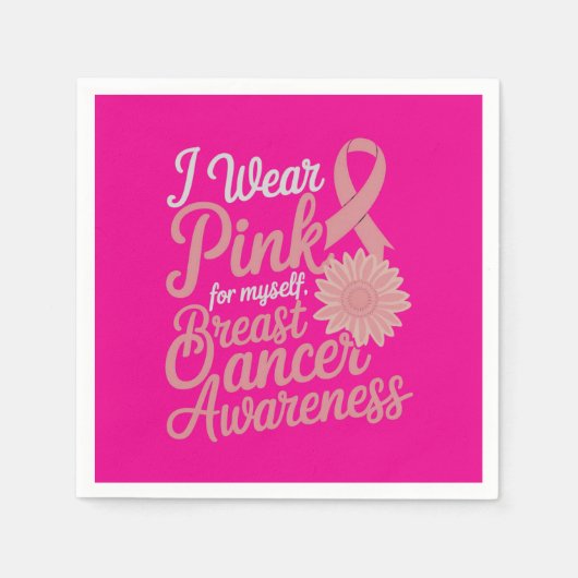 I衣服ピンク自分 – 乳がん認識度 スタンダードカクテルナプキン (正面)