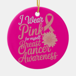 I衣服ピンク自分 – 乳がん認識度 セラミックオーナメント