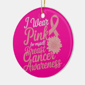 I衣服ピンク自分 – 乳がん認識度 セラミックオーナメント (左)