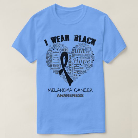 I衣服ブラック黒色腫がん認識度信仰H Tシャツ (デザイン正面)
