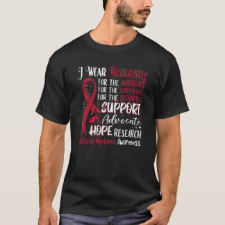 I衣服ブルゴーニュ蝶サポート多発性骨髄腫 Tシャツ