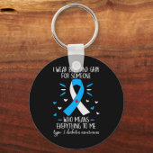 I衣服ブルーとグレー1型糖尿病認識度直径 キーホルダー (正面)