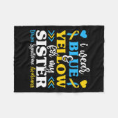 I衣服ブルーイエロー私の妹ダウン症候群Bro フリースブランケット (正面(横))