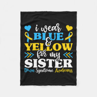 I衣服ブルーイエロー私の妹ダウン症候群Bro フリースブランケット