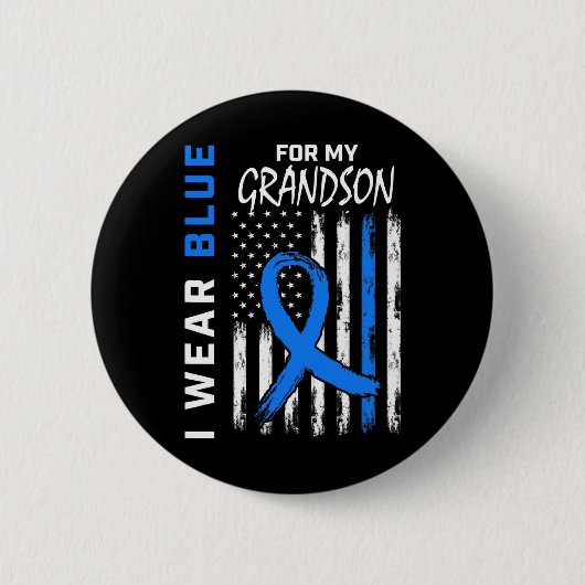 I衣服ブルー用孫糖尿病認識度フラグM 缶バッジ (正面)