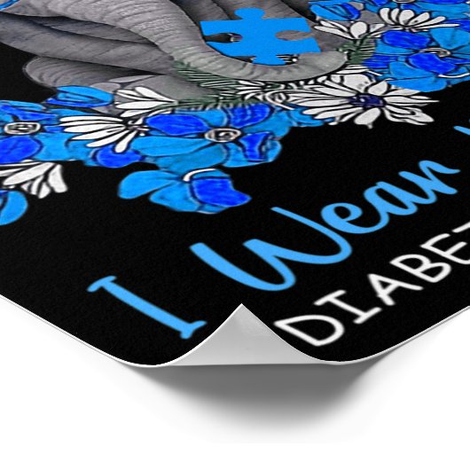 I衣服ブルー糖尿病認識度ゾウ戦士族 ポスター (角)