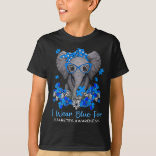 I衣服ブルー糖尿病認識度ゾウ戦士族 Tシャツ