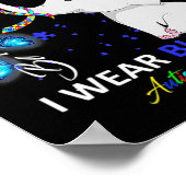 I衣服ブルー自閉症の意識かわいい象の日暮れ ポスター (角)