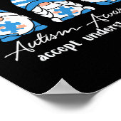 I衣服ブルー自閉症意識は理解を受け入れる ポスター (角)