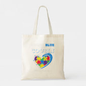 I衣服ブルー自閉症意識ファミリーマッチングT トートバッグ (裏面)