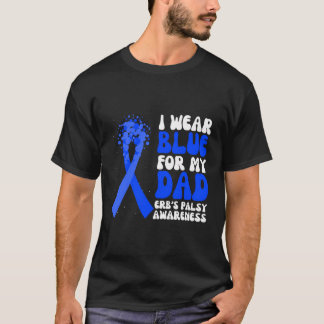 I衣服ブルーfor私のパパErb'S Palsy認識度Ribbo Tシャツ
