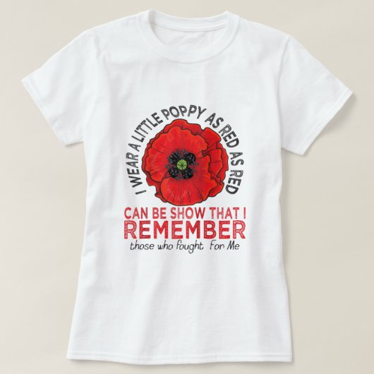 I衣服リトルポピーメモリアルデー退役軍人ミリタール Tシャツ (デザイン正面)