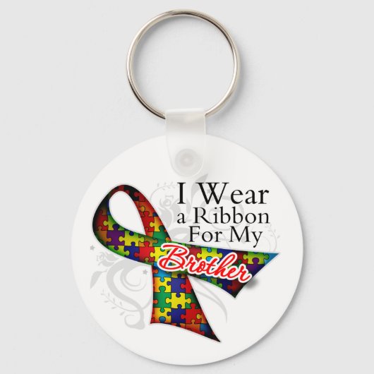 I衣服リボンを弟のために – 自閉症の意識 キーホルダー (正面)