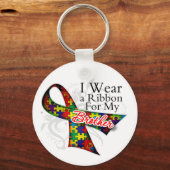 I衣服リボンを弟のために – 自閉症の意識 キーホルダー (正面)