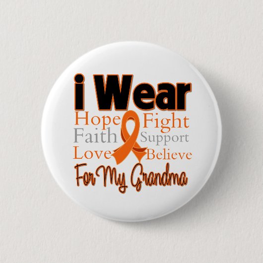 I衣服リボンコラージュおばあちゃん – 白血病 缶バッジ (正面)