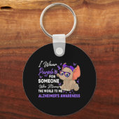 I衣服リボンパープルエレファントキュートアルツハイマーAWA キーホルダー (正面)