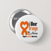 I衣服リボン（英雄） – 白血病 缶バッジ (正面&裏面)