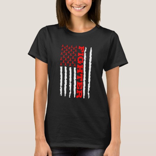I衣服レッドの戦士の病気のハート Tシャツ (正面)
