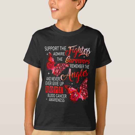 I衣服レッドは戦闘機の血液がんの認識をサポート Tシャツ (正面)