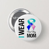 I衣服甲状腺がんリボンのお母さん 缶バッジ (正面&裏面)