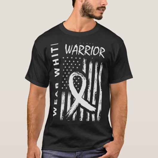 I衣服白肺がん戦士メンズUSA Fl Tシャツ (正面)