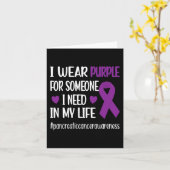 I衣服紫色リボン膵臓がん戦士イチジク カード (黄色い花)