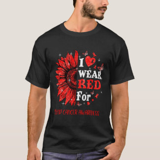I衣服赤きらびやかなハートひまわり血がんAw Tシャツ